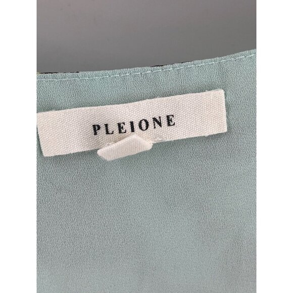 Pleione Women's Paisley Blouse Top V Neck Floral Small Lined Shirt Light Blue - Picture 4 of 10